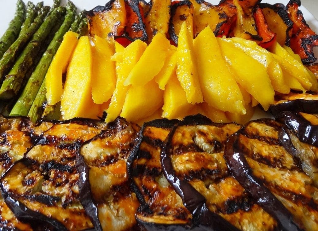 grilled vegetables and mango