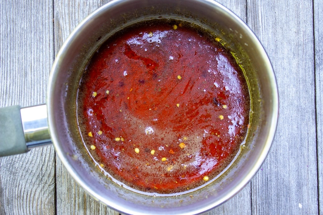 honey garlic sauce in sauce pan