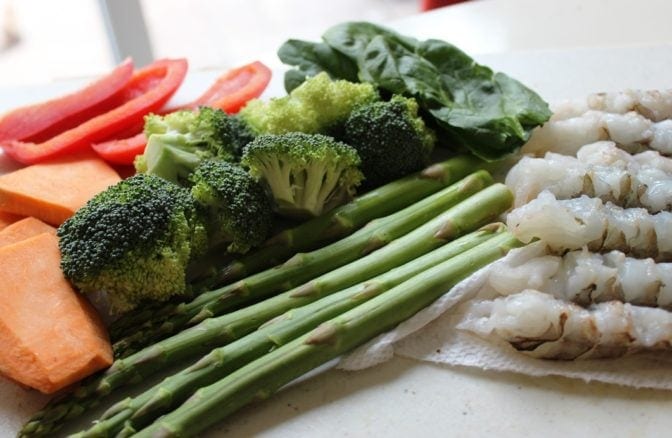 Vegetable and Shrimp prep