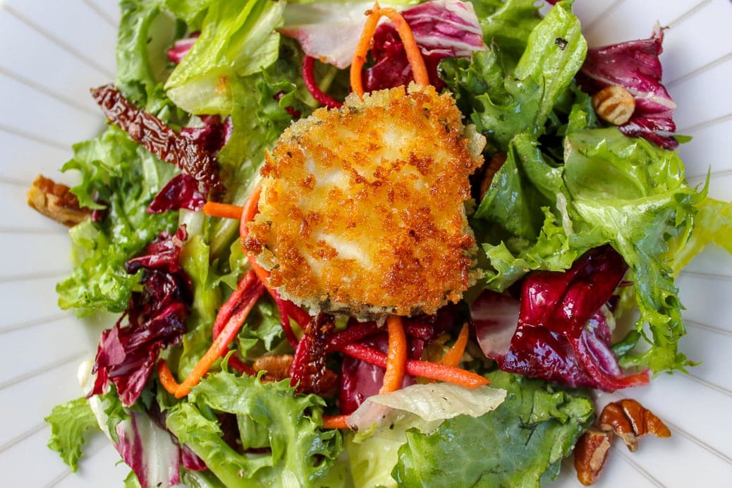 crusted Goat cheese on greens