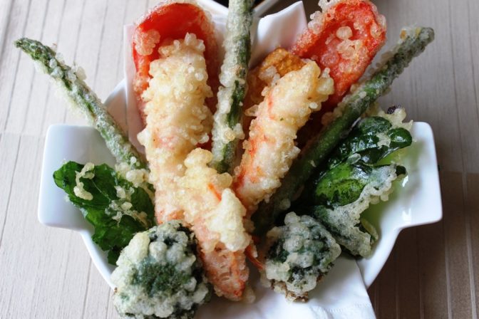 Vegetable and Shrimp Tempura on plate