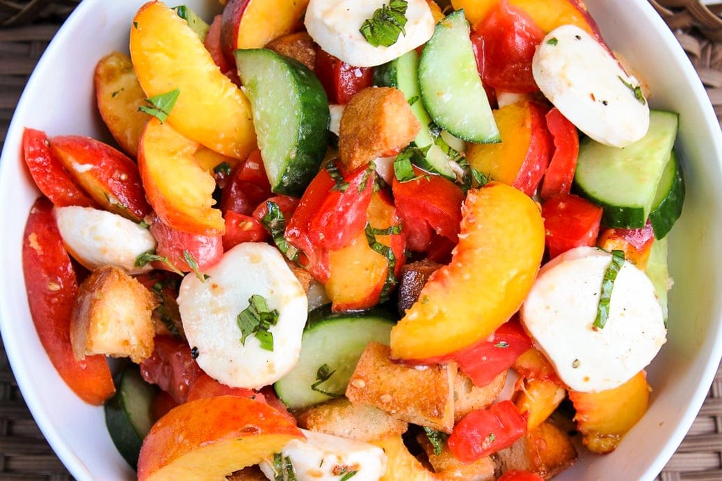 Panzanella Salad Recipe with Peaches