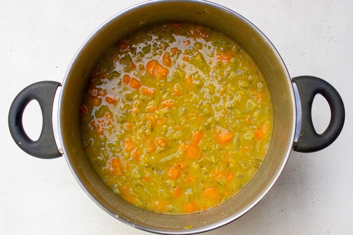 Vegetarian Split Pea Soup with Potatoes, Lemon, & Dill - Bowl of