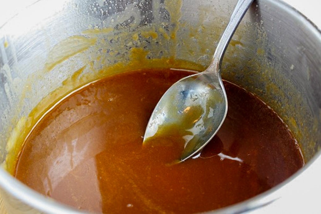 bourbon caramel sauce in pot