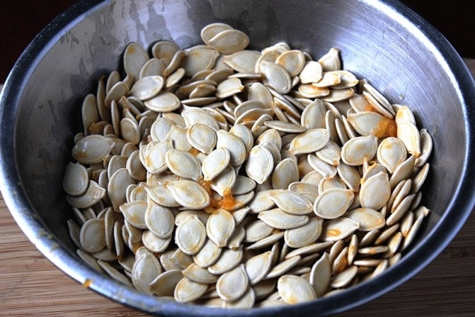 cleaned Pumpkin Seeds in bowl