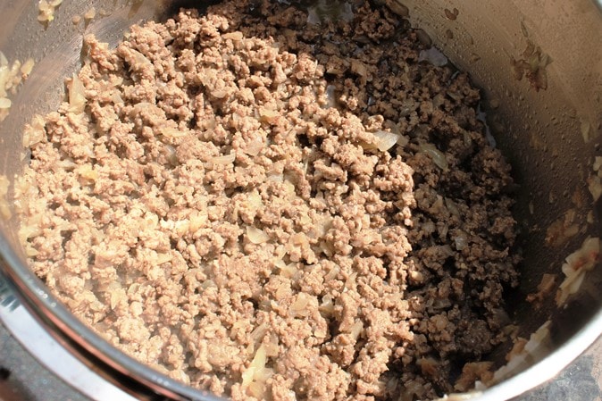 ground beef and onions sauteed