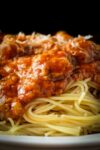 spaghetti and meat sauce in a bowl p2
