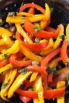 sauteed bell peppers with caper vinaigrette in bowl p