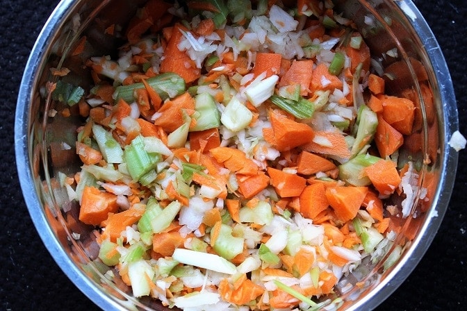 chopped onion celery carrots