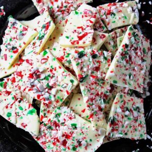 pile of peppermint bark on plate 2