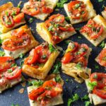 cut up Tomato Tart Puff Pastry appetizers