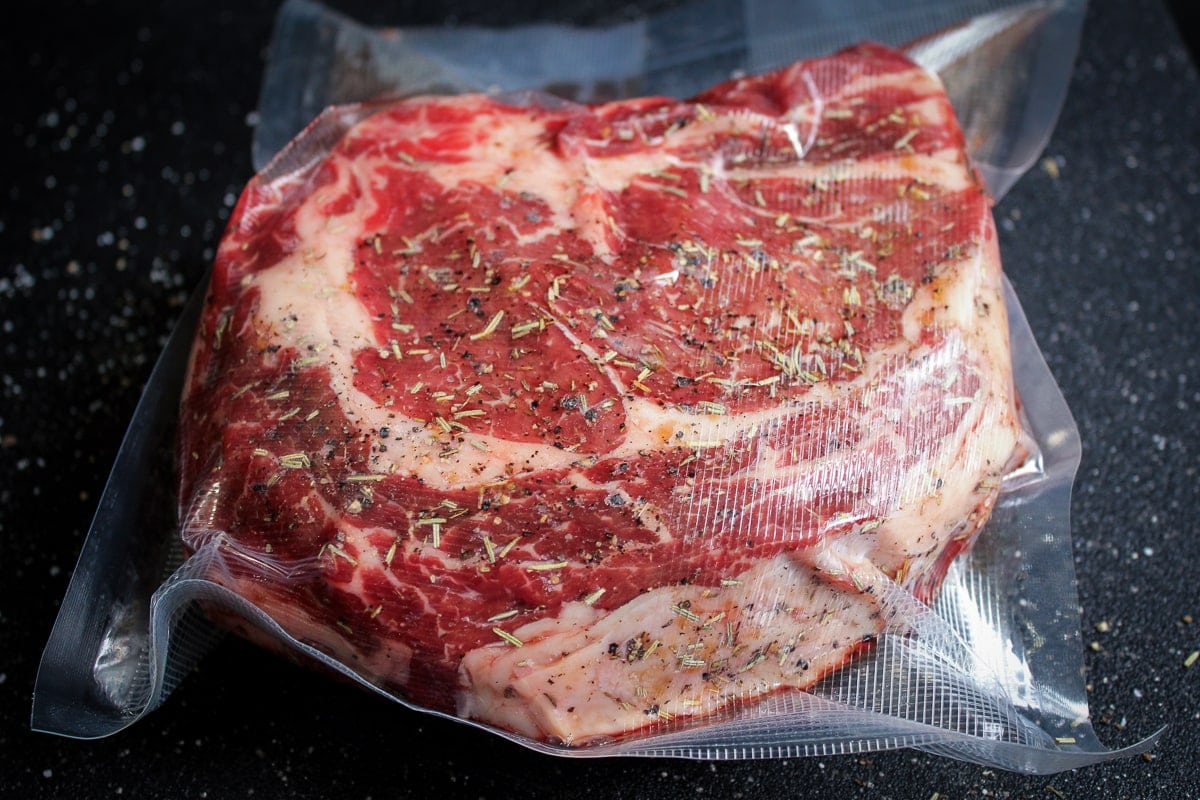 seasoned prime rib in sealed bag