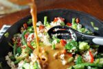 Vegetable Rice with spicy peanut sauce