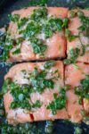 Sous vide salmon with caper sauce in pan p2