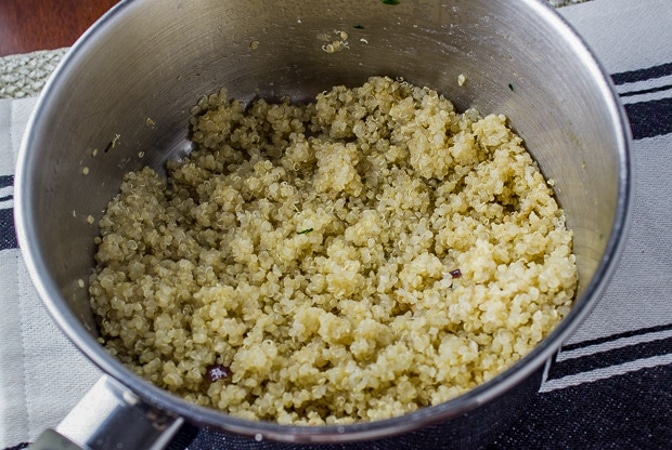 quinoa cooked in pot