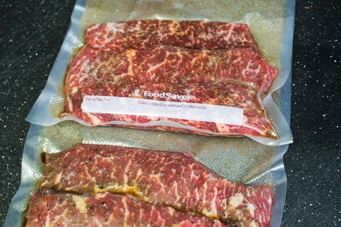 boneless beef short ribs in vacuum sealed bag