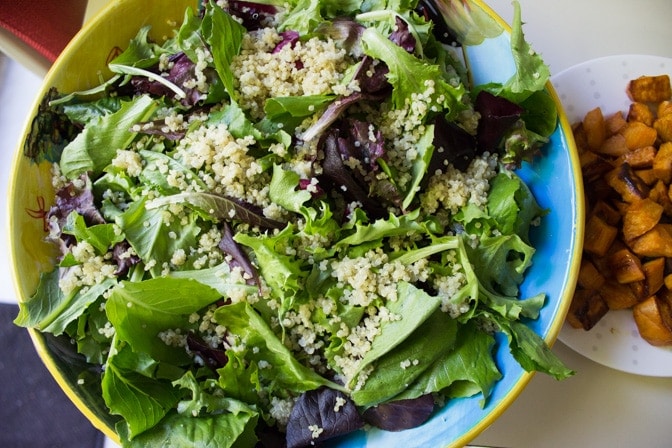 bowl with quinoa and lettuce