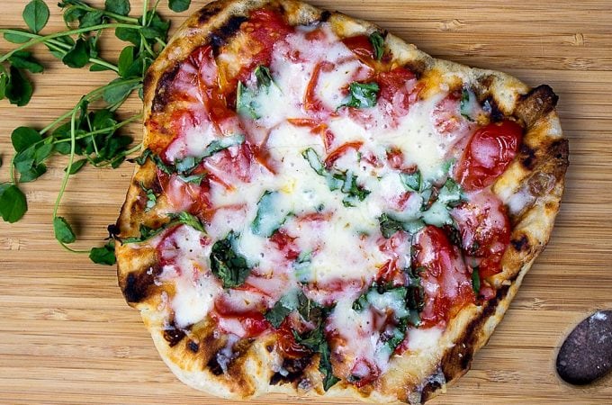 Grilled Pizza on cutting board