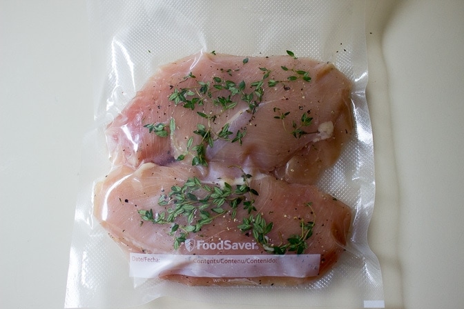 2 chicken breasts vacuum sealed in bag