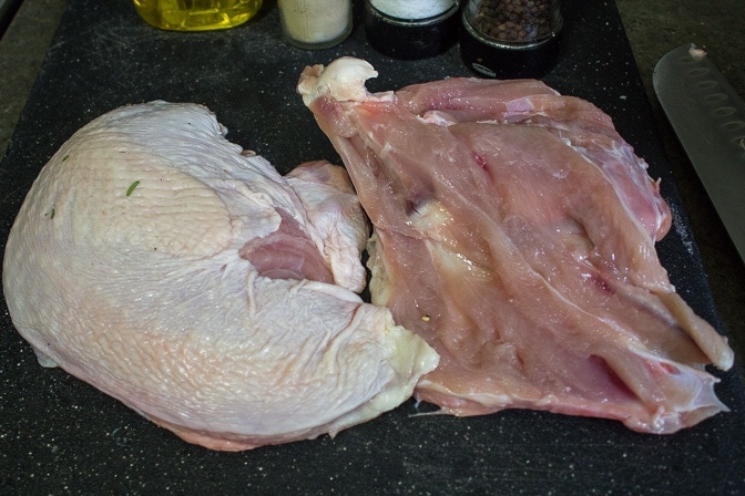 turkey breast meat and bone separated