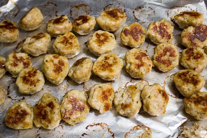 Chicken Meatballs baked on pan