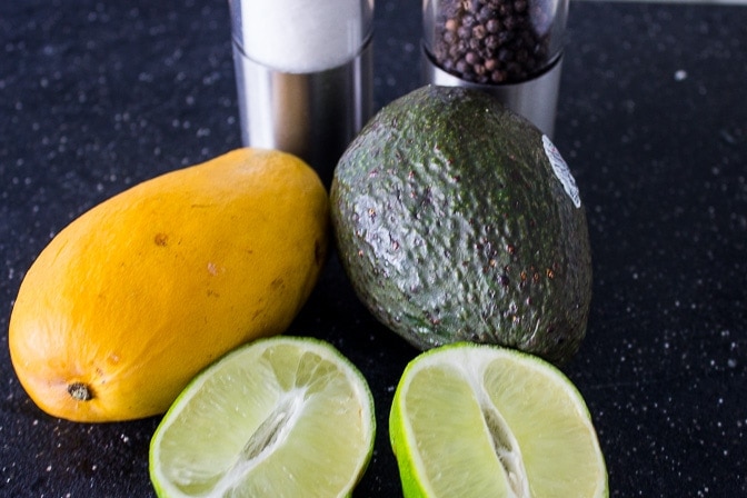 salsa ingredients mango, avocado, lime, salt, pepper