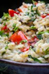 instant pot risotto with grilled vegetables in bowl p4
