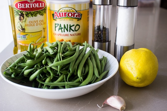 Green Beans, Lemon, garlic, Panko, oil, salt pepper