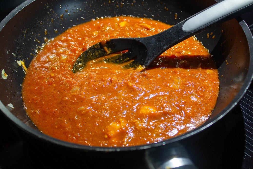 tomato Indian sauce in pan