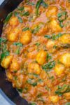 Indian style Gnocchi with spinach in pan p