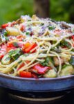 vegetable pasta with wine sauce in bowl p