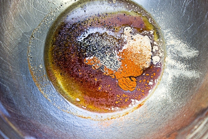 spices and oil in a bowl