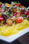 Spaghetti Squash With Roasted Vegetables on platter p1