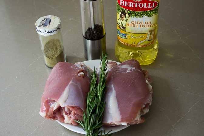 boneless turkey thighs, fresh rosemary,oil, salt, pepper, seasoning