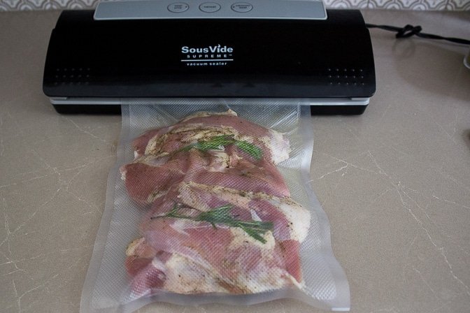  Turkey Thighs being vacuum sealed in bag