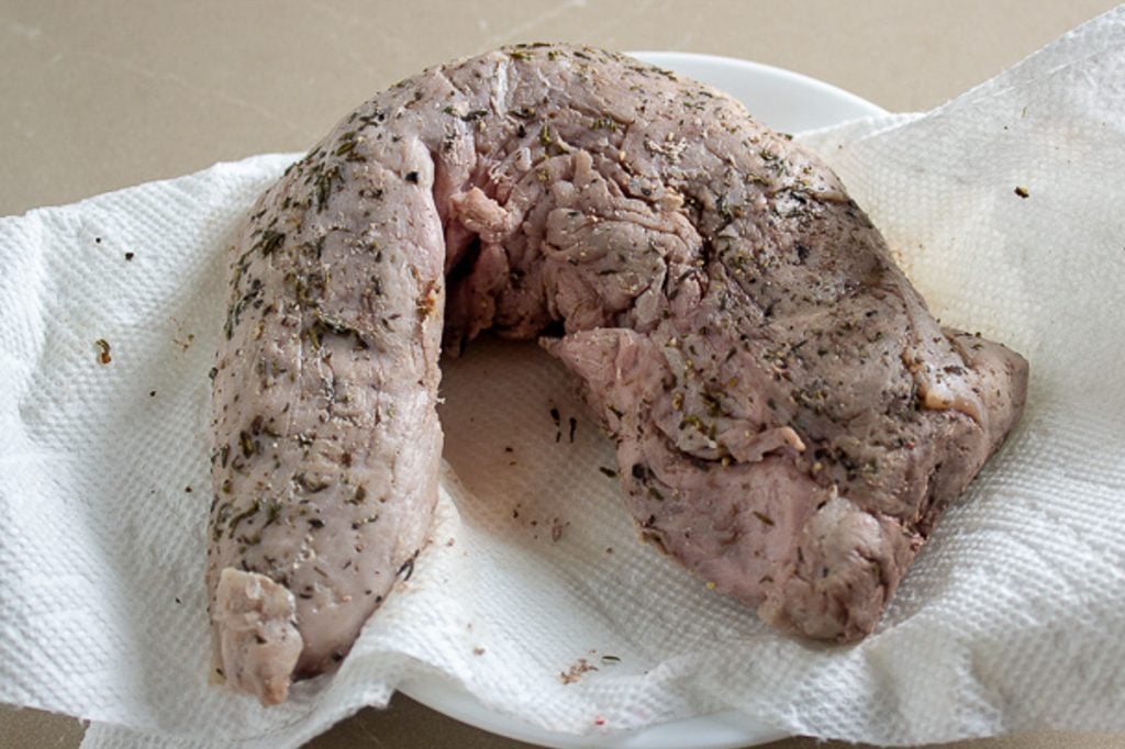 pork tenderloin patted dry with paper towel