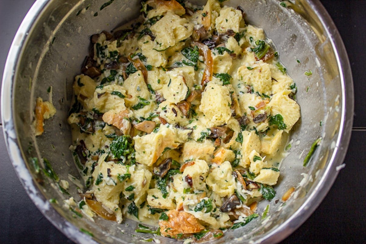 strata mixture in bowl