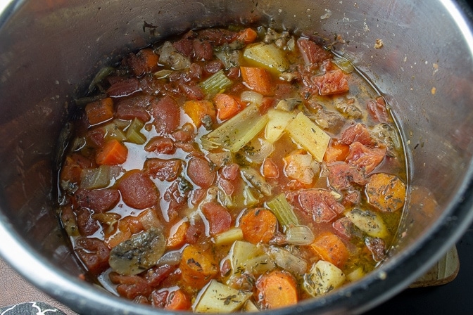 Instant Pot Veal Stew completed in instant pot