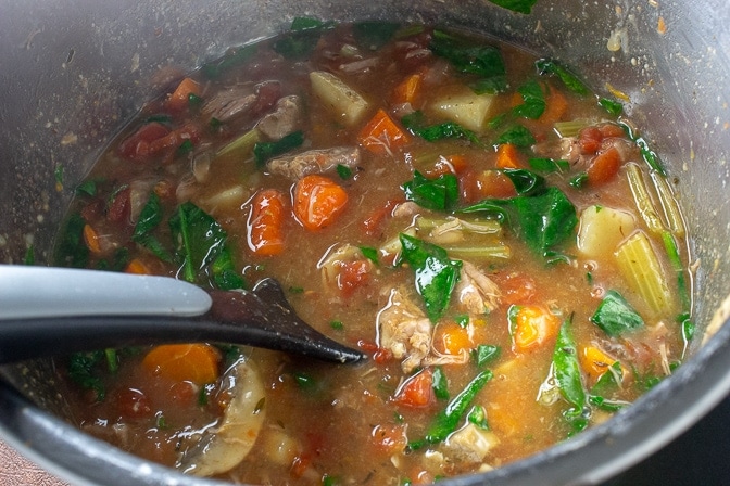 Instant Pot Veal Stew with spinach added