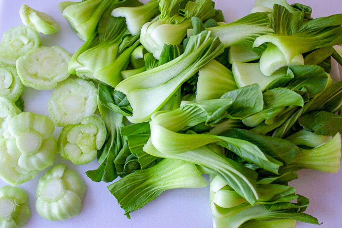 cut up baby bok choy