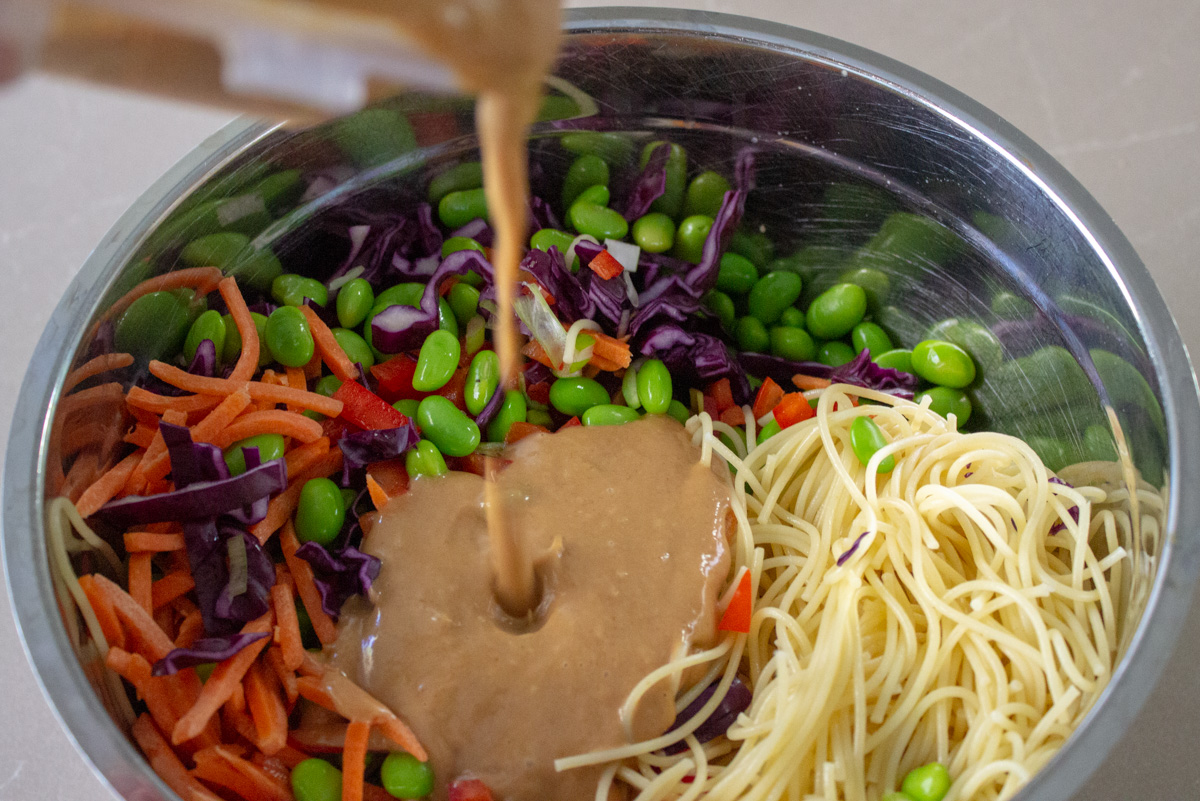 peanut noodles ingredients in bowl