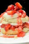 assembled biscuit strawberry shortcake on plate p4