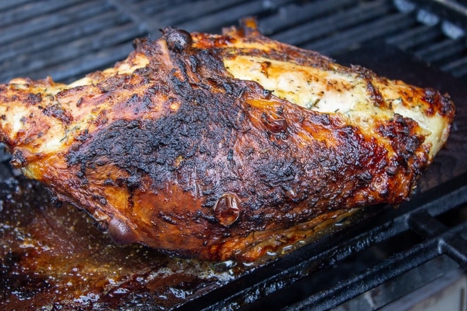 turkey breast on grill, cooked