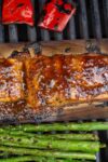 maple glazed salmon on cedar planks on grill