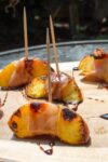 grilled peaches wrapped in prosciutto on toothpicks p2
