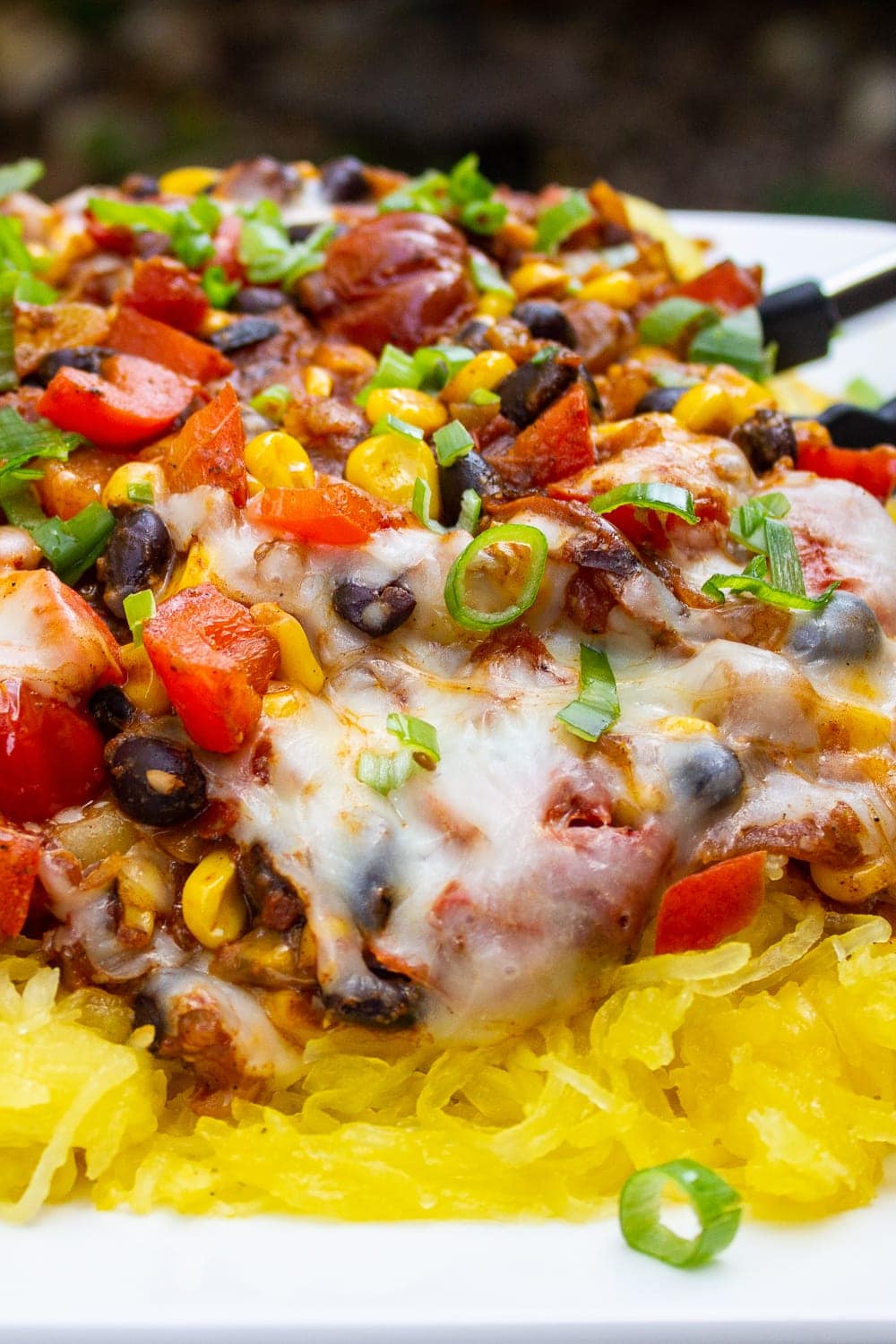 spaghetti squash with mexican veggie topping p