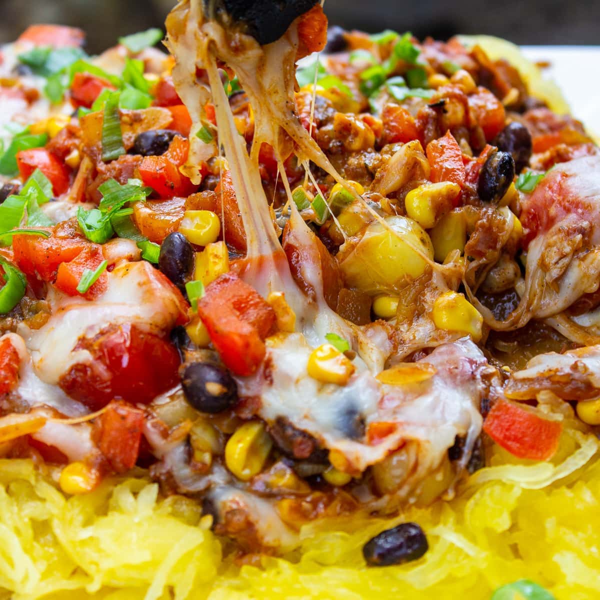 spaghetti squash with mexican veggie topping