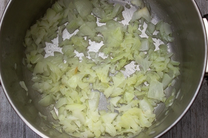 sauteed onions and garlic in a pot