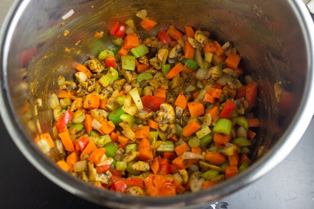 veggies sauteed in instant pot with seasonings