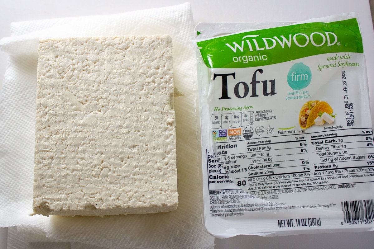 block of tofu and package
